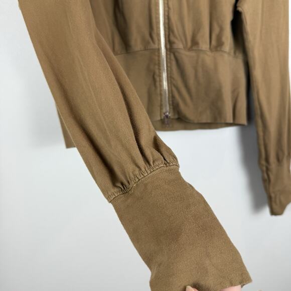 Free People FP Movement Elevate Zip Up Cropped Hoodie L Brown Camel Athleisure - Picture 5 of 9